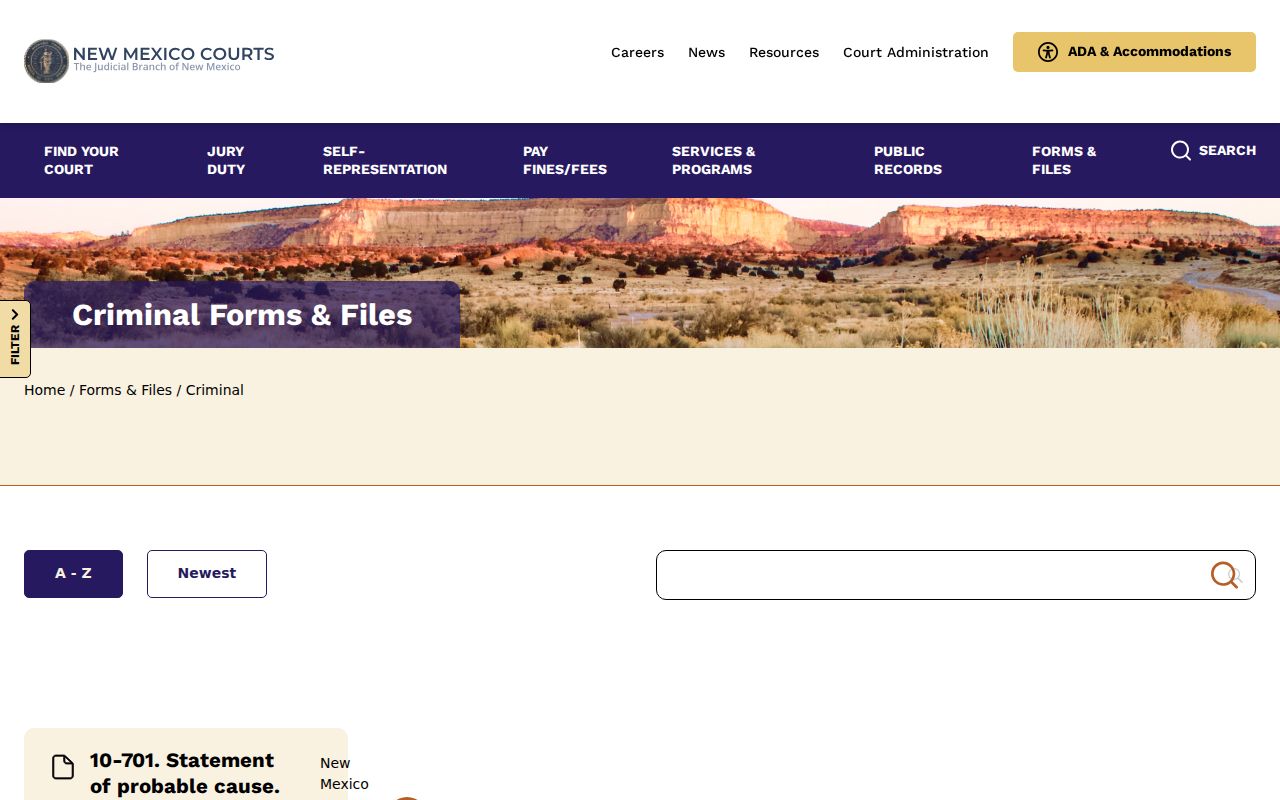 Rio Arriba County warrant search criminal forms filter controls