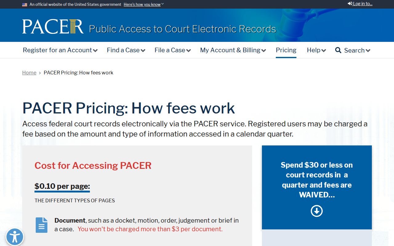 Rio Arriba County most wanted federal PACER access and fee information