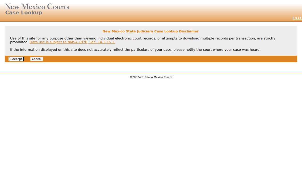 Rio Arriba County warrant records Case Lookup public access screen