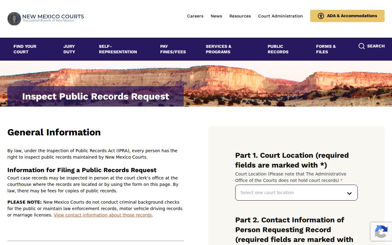 Rio Arriba County warrant search court IPRA records request form